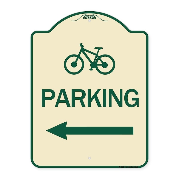 Signmission Bicycle Symbol Parking Left Arrow Heavy-Gauge Aluminum Architectural Sign, 24" x 18", TG-1824-24316 A-DES-TG-1824-24316 - main